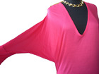 BATWING NWT CHARLOTTE RUSSE Fuscia Hot Pink Draped Keyhole Tunic Blouse Top M