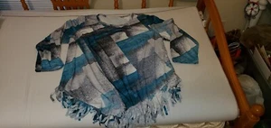 Rotita Dusty Blue Plaid Round Neck Tasseled Hem US plus size 2X, 22W-24W - Picture 1 of 6