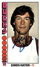SWEN NATER SIGNED 1976-77 TOPPS #103 MILWAUKEE BUCKS ON-CARD AUTO
