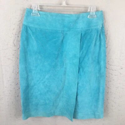 Newport News Falda de Gamuza para Mujer 6 Azul Cuero Imitación Envoltura Aqua Western Retro Foto 1 de 4