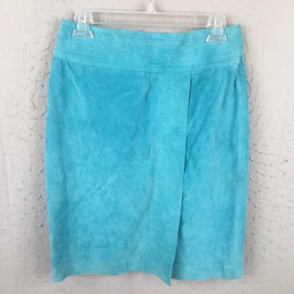 Newport News Falda de Gamuza para Mujer 6 Azul Cuero Imitación Envoltura Aqua Western Retro Foto 1 de 4