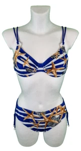Charmline Bikini Größe 38 B Cup Bademode Blau Weiß Trägerbikini mit Bügel Sommer - Bild 1 von 5