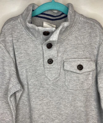 EUC Boys Crazy 8 Gray Pullover SWEATER Button Pocket Navy Accent Size SMALL 5/6 - Image 1 of 4