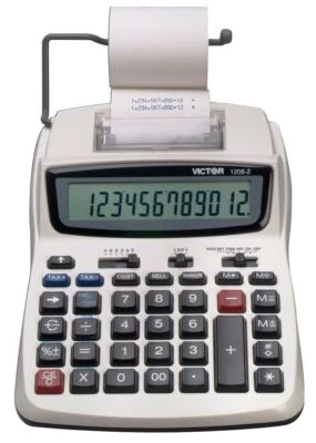 Extra Large 12 Digit LCD Desktop Printing Calculator with USB and Margin Keys - Image 1 of 4