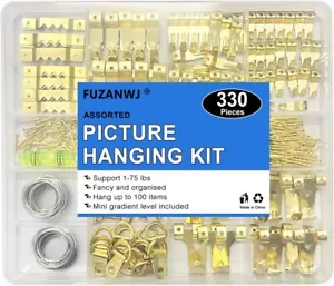330Pcs Picture Hangers, Picture Hanging Kit, Picture Hanging Hooks Holds 10-75Lb - Picture 1 of 7