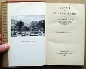 1945 HORACE & HIS LYRIC POETRY L P Wilkinson CUP HB DJ English & Latin quotes - Picture 1 of 3