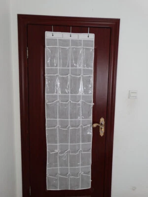 Over Door Shoe Organizer White and Crystal Pockets Dust Protect Organize Home - Image 1 of 4