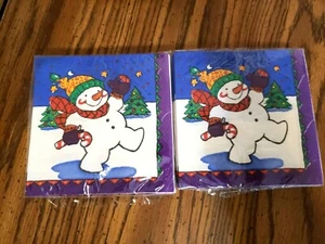 Eileen Toohey Weihnachten Schneemann Cocktail Papierservietten insgesamt 32 blau lila - Bild 1 von 7