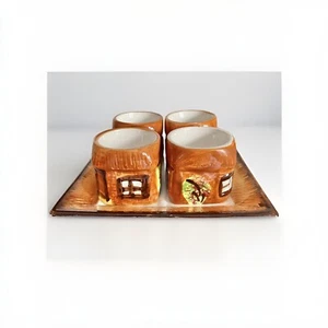 Vintage. Set of 4 Price Kensington. Cottage egg cups & plate/tray. Collectable. - Picture 1 of 24