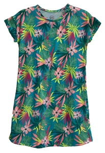 Wonder Nation Girl's Sheath Dress Sz L 10-12 Green Multi Floral Short Sleeve 114 - Picture 1 of 6