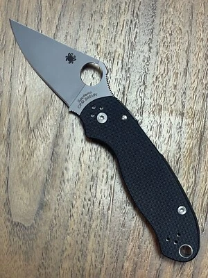 Spyderco Para 3 Plain Edge S45VN Black G-10 C223GP - New Factory Second