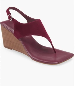 Jeffrey Campbell Midsummer T-Strap Wedge Sandal purple suede tan stack 7.5 NWB - Picture 1 of 5