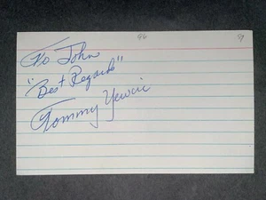 1957 INDIANS: Tom Yewcic, SIGNED 3x5, D.2020 - Picture 1 of 1