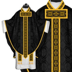 Liturgical Gothic Chasuble with Ornate Gold Embroidery – Traditional Vestment - Picture 1 of 10