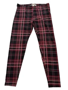 Vintage Y2K French Laundry Plaid Leggings Black Red Gray Juniors Large - Picture 1 of 4