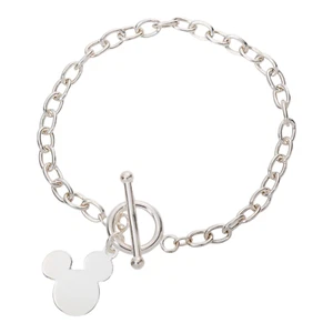 Brazalete metálico con palanca de Mickey Mouse para mujer en plata de ley - Imagen 1 de 1