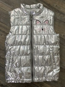Flapdoodles Metallic - Pink Kitty Puffer Vest Girls Size 5 - Picture 1 of 7