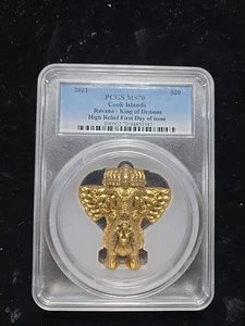 2021 Ravana King of Demons Cook Islands High Relief FDOI PCGS MS70 $20 4XK8 - Picture 1 of 4