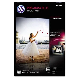 Papier fotograficzny HP Premium Plus 80 funtów. Błyszczące 4 x 6 100 arkuszy/opakowanie CR668A - Zdjęcie 1 z 2