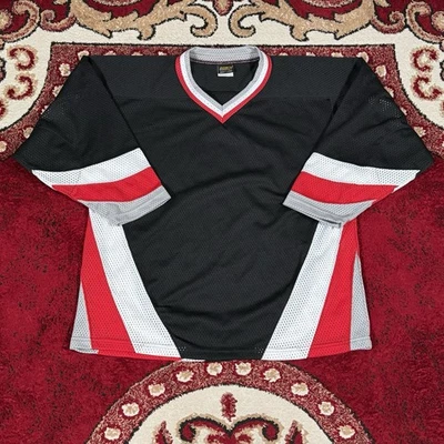 Vintage 90s Reach Sports Mesh Hockey V Neck Jersey Size L Made In Canada - Image 1 of 4