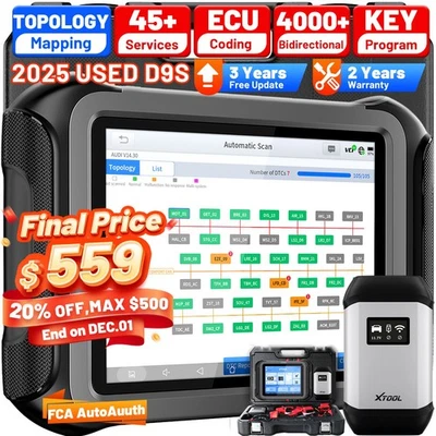 2025 XTOOL D9S Wireless Bidirectional OBD2 Diagnostic Tool 45+ Services Topology - Image 1 of 4