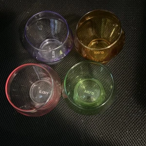 Set Of 4 YIELD 10 Oz Borosilicate Stemless Glasses Rainbow Colors  4” High - Picture 1 of 5