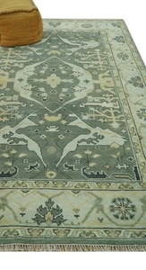 Hand Knotted Oriental Oushak Sage Green, Ivory And Beige Rug 6x9 ft | CP38181 - Picture 1 of 10