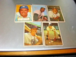 1952 Topps and 1953 Bowman 5 Card Lot with Allie Reynolds+Billy Martin++++ - Picture 1 of 2