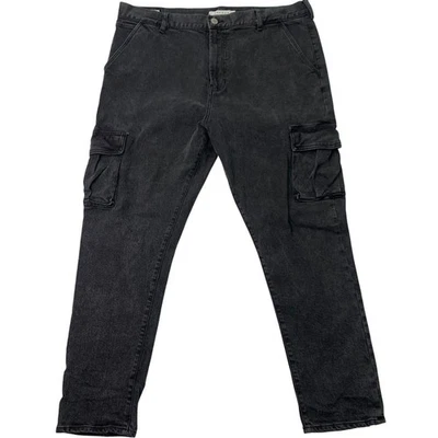 Pantalones de mezclilla PacSun para hombre 38x32 ajustados negros bolsillos de carga algodón elástico Foto 1 de 4