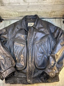 Chaqueta de Cuero Zar Vintage Negra Talla 42 Hecha en Corea Años 80 90 Bombardero - Imagen 1 de 5