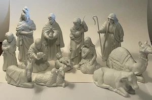 Vintage Avon Nativity White Bisque Figurines 12 Pc Set Holy Family, Animals - Picture 1 of 18