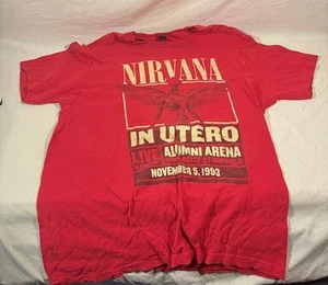 VINTAGE RED NIRVANA INUTERO CONCERT T SHIRT SIZE L 100% COTTON - Picture 1 of 3
