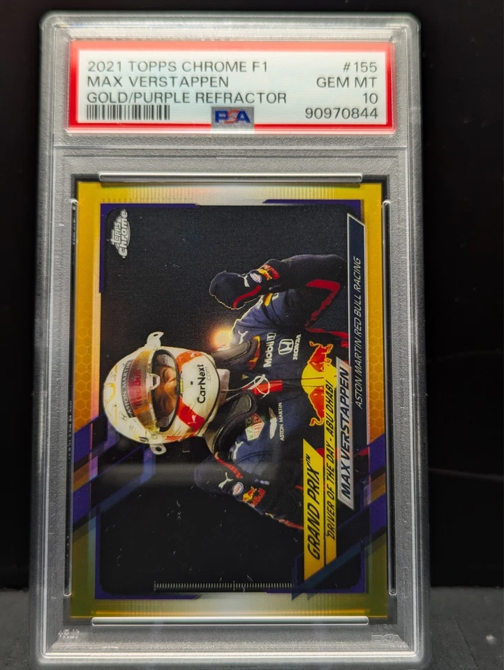 2021 Topps Chrome F1 Max Verstappen #161 Gold Purple Refractor PSA 10 - Image 1 of 2