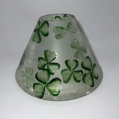 Yankee Candle DISCONTINUED Shamrock Crackle Glass Jar Shade St Patricks Day - Image 1 of 3