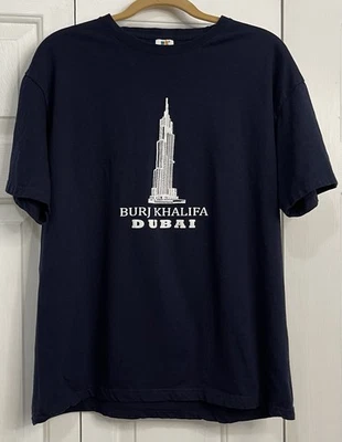 Camiseta gráfica Burj Khalifa Dubai azul marino para hombre XL usada Foto 1 de 4