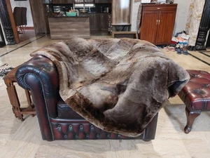Genuine Real Sheared Beaver Fur Blanket Throw Size 54" x 42" Rug - 6864 - Picture 1 of 5