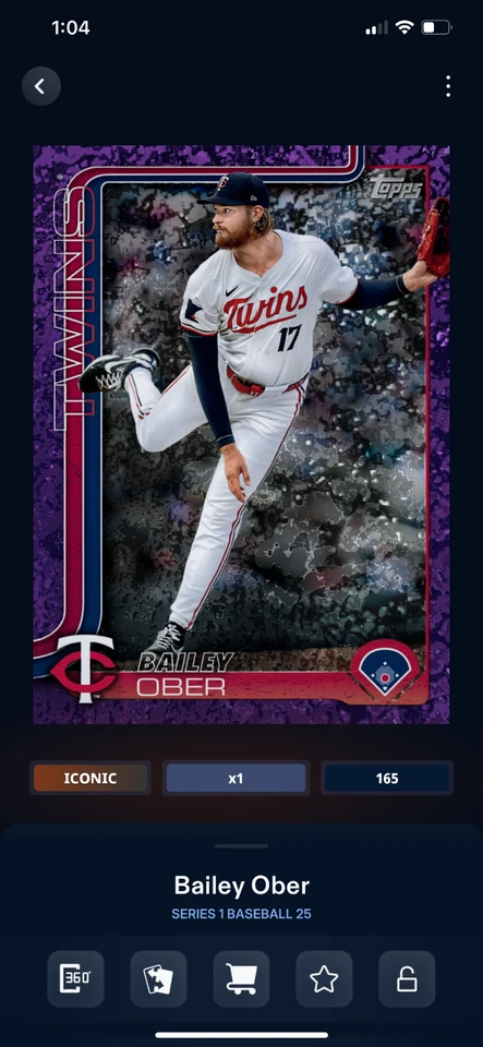 DIGITAL Topps Bunt Series 1 Baseball 25 Bailey Ober Purple Holo Foil 250cc - Image 1 of 2