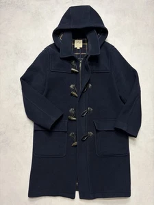 Brooks Brothers Jacket Mens Medium Blue Duffle Coat 100% Wool Horn Toggle Hooded - Picture 1 of 12
