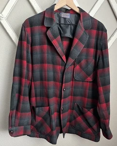 Vintage Pendleton Men's L Virgin Wool Plaid 3 Pocket Blazer Jacket - Picture 1 of 9