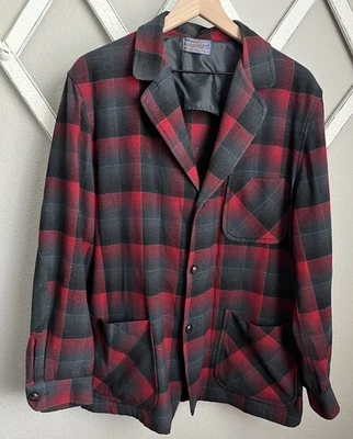 Vintage Pendleton Men's L Virgin Wool Plaid 3 Pocket Blazer Jacket - Image 1 of 4