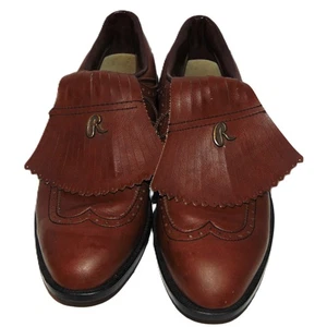 Vintage Rawlings Kiltie Golf Shoes Men’s 9.5D Brown Leather Fringe Metal Spikes - Picture 1 of 14