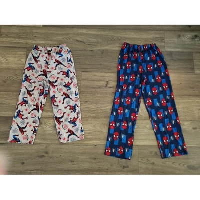 Lote de 2 Calças de Pijama Spiderman Azul Marinho Cinza Vermelho Meninos Tamanho 10 Grande - Imagem 1 de 4