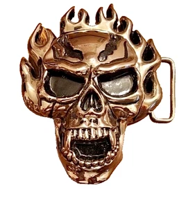 Fibbia per cintura teschio tono argento scomparto segreto per scorte nascoste 4" x 5" - Foto 1 di 10