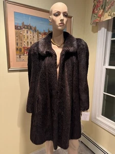 ¡NUEVO! Chaqueta Abrigo 36" Hasta la Rodilla Negro Gris Plata Piel Nutria Talla 14/16 Grande - Imagen 1 de 9