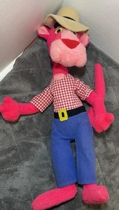 Pink Panther 20" Plush Poseable Cowboy Toy By Mighty Star 1980 Missing Vest - Picture 1 of 9