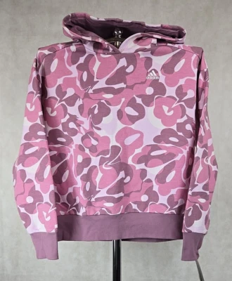 Новый Adidas девочек толстовка с капюшоном размер XL (16) пуловер с капюшоном толстовка логотип фиолетовый розовый - Изображение 1 из 4