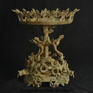 Lámpara escultura animal bestia fengshui mercancía de bronce antigua dinastía china de 10,8" - Imagen 1 de 13