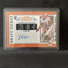 2019 Contenders Draft Picks Ticket Blue Foil Christian Wilkins Rookie Auto RC