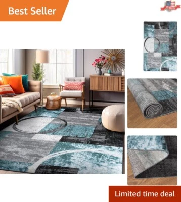 Versatile 7'10" x 10'2" Gray Area Rug for Living Room, Bedroom, Office - Image 1 of 4