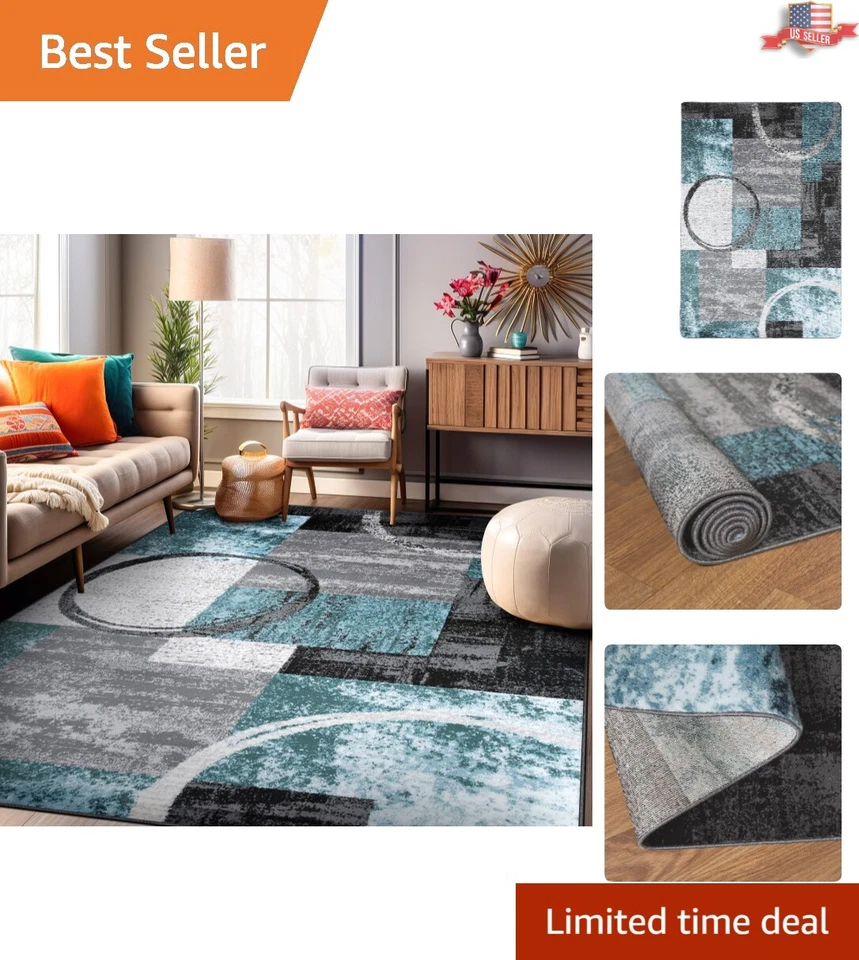 Versatile 7'10" x 10'2" Gray Area Rug for Living Room, Bedroom, Office - Image 1 of 4